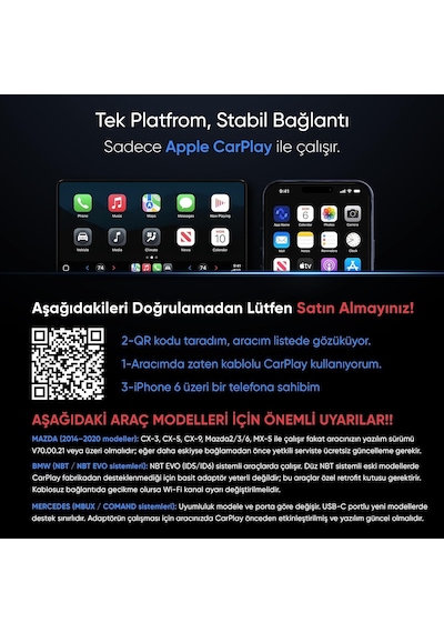 Minesk Drive-fi Pro Wireless Carplay Adaptörü/mobil Uygulama Desteği / 0.5 Saniye Düşük Gecikme/otomatik Bağlant