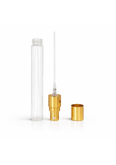 50 Adet Boş Cam Parfüm Şişe, 10 Ml, Vidalı, Şeffaf, Gold-silver Metal Valf Ve Kapaklı
