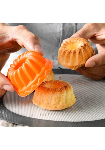 Bybirgül Turuncu Silikon Mini Kek Kalıbı,muffin Kalıbı 12 Adet