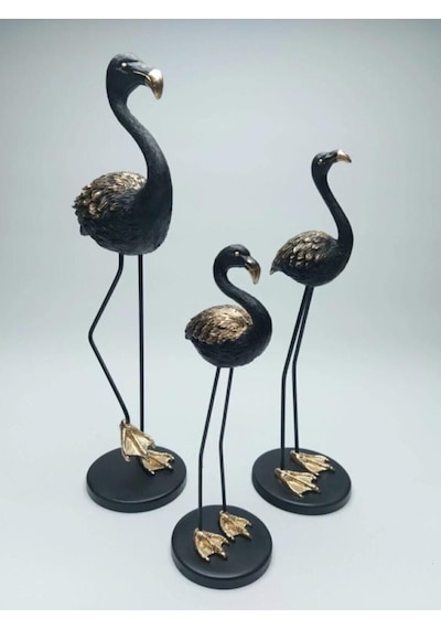 Metal Ayaklı 3 Lü Flamingo Gold Siyah