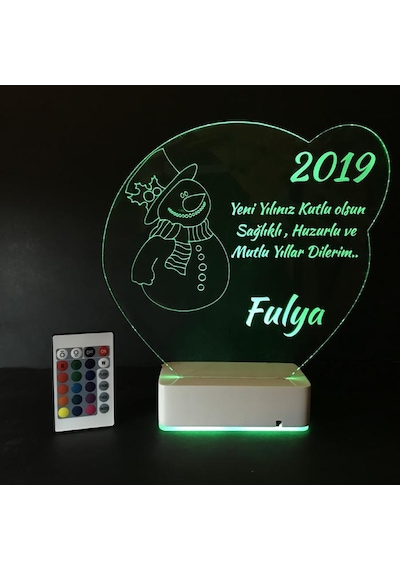 Kişiye Özel 3D Kardan Adam Kalp Ve Masaüstü Led Lamba