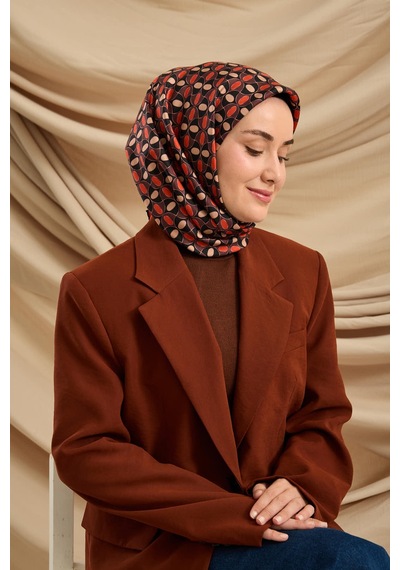 Silk Home Twill İpek Eşarp 11481-24 Siyah, Kırmızı, Gül Kurusu, Pudra