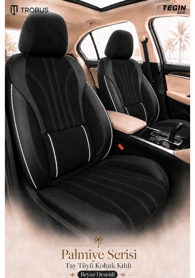 Fiat Tipo 1990-2000 Uyumlu Palmiye Serisi Siyah Beyaz Oto Koltuk Kılıfı
