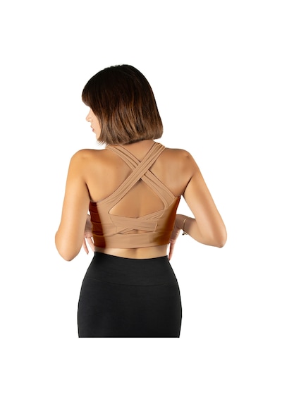 Terapi Men Bej Sırt Detaylı Fitted/vücuda Oturan Kare Yaka Spor Bluz Bej