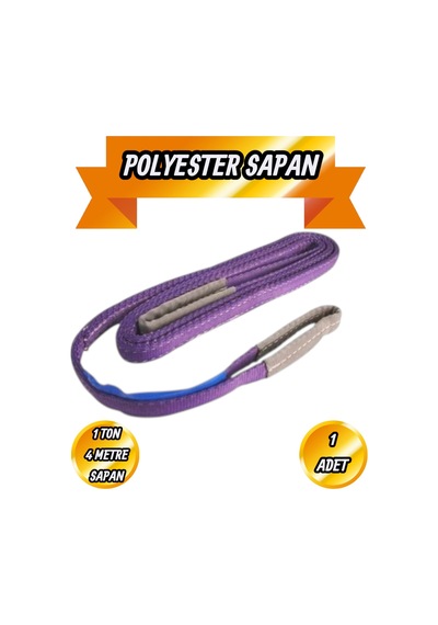 Polyester Sapan Mor Renk 1 Ton 4 Metre Sağlam Yük Kaldırma Taşıma İndirme Halat Spanzet