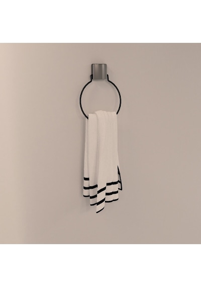 Decorev Dc-5059 Dekoratif Yapıştırmalı Banyo Mutfak Metal Yuvarlak Havluluk Askı Siyah Pratik Vidasız Montaj Gri