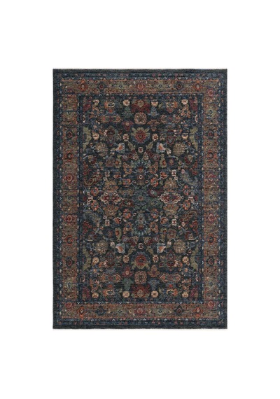 Cool Halı Saray Lacivert Vintage Etnik Çiçek Motifli Soft Çerçeveli Bohem Oturma Odası Salon Halısı