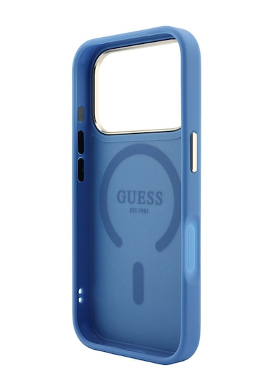 Apple iPhone Uyumlu 18 Pro Max Kılıf Guess Lisanslı M-safe  C-magnet 4g Desenli Yazı Logolu Kapak Mavi
