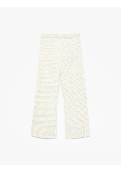 Koton Beli Lastikli Dokulu İspanyol Paça Pantolon Bej 5skg40179ak Ekru