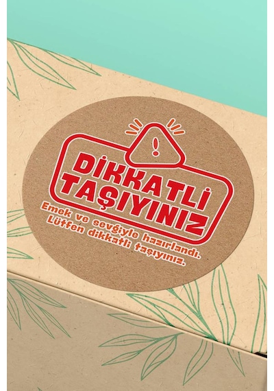 Dikkatli Taşıyınız Kraft Sticker 3x3cm St2273 Çok Renkli