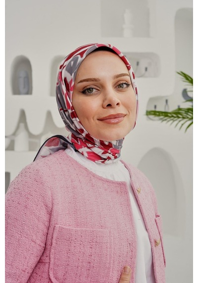Afvente Yaprak Desen Bordo Soft Pamuk Eşarp