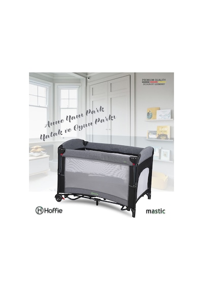 Mastic Anne Yanı Sallanır Cibinlikli Oyun Parkı Bebek Beşik 70x110 Cm Gri - Siyah