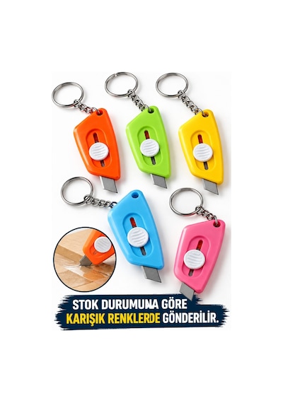 Mini Falçata Anahtarlık Sürgülü Mekanizmalı Kompakt Kutu Açma Bıçağı