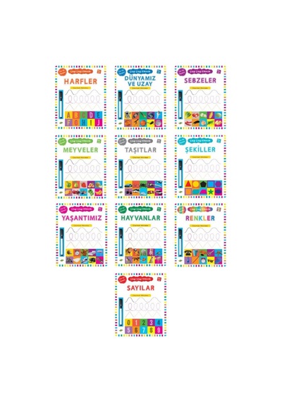 Kukla Çizgi Çizgi Etkinlik Çıkartmalı Aktiviteler Seti 10 Kitap