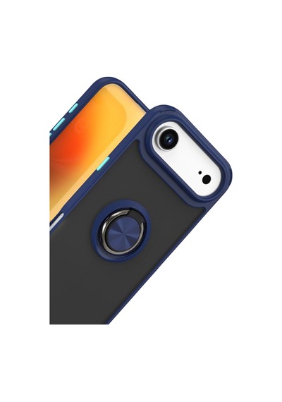 Apple iPhone  Uyumlu- 17 Air Montreal Yüzüklü Silikon Kapak - Lacivert Çok Renkli