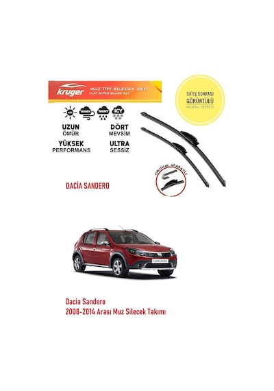 Dacia Sandero 2011 Model Muz Silecek Takımı Araca Özel Aparat