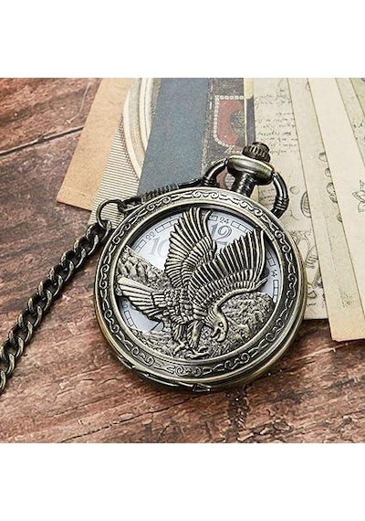 Valkyrie Vintage Kartal Motifli Retro Köstekli Cep Saati - Beşiktaş Saat - Kutulu Hediyelik