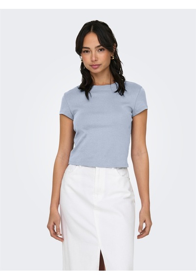Only Onlelına S/s O-neck Short Top Jrs Noos Kadın Mavi Bluz - 15320229 Mavi