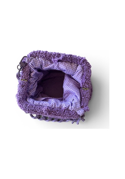 Kumru Studio Lila El Örgüsü Peluş Omuz Çantası Akrilik Zincir Askılı Handmade Tasarım