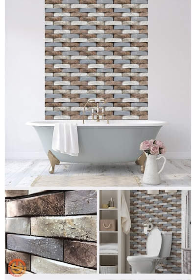 Technosmart 10adet 30x30cm 3d Kendinden Yapışkanlı Duvar Kaplama Su Geçirmez Dekorasyon Mutfak Banyo