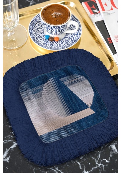 Lüks Geometrik Saçaklı Kahve Yanı Sunumluk Peçete - Soyut Modern Lacivert Gri Bardak Altlığı Mendil Doygun Lavanta Tarçın Lüks Geometrik Saçaklı Kahve Yanı Sunumluk Peçete - Soyut Modern Lacivert Gri Bardak Altlığı Mendil Doygun Lavanta Tarçın