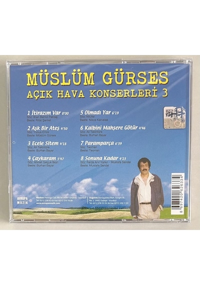 Müslüm Gürses Açık Hava Konserleri 3 Cd Jelatininde Sıfır Cd