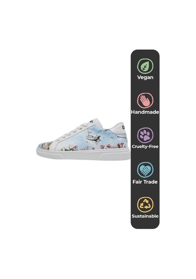 Kadın Vegan Deri Beyaz Sneakers - Lago Di Como Tasarım Çok Renkli