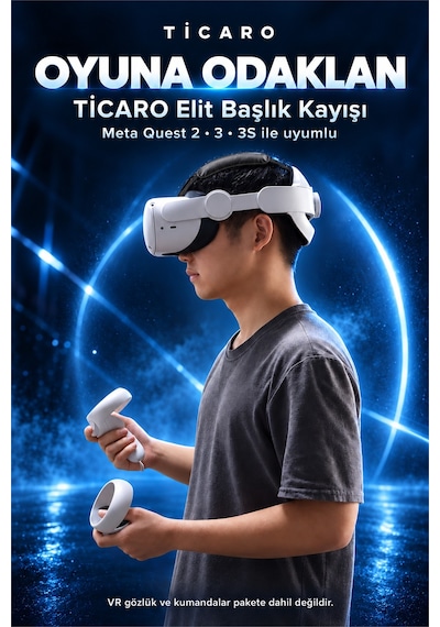 Tıcaro Meta Quest 2/3/3s İle Uyumlu Elit Başlık Kayışı, Ayarlanabilir Süngerli, Beyaz