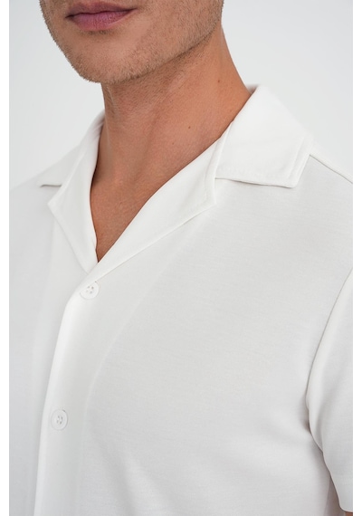 Efor Slim Fit Apaş Yaka Modal Karışımlı Kısa Kol Beyaz Gömlek G 1590 Beyaz