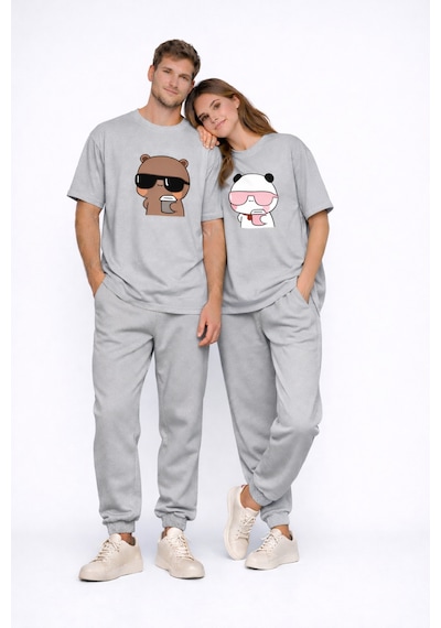 Nevermınd Sevgili Kombini Panda Bardak Baskılı Çift Tişört Oversize Unisex Partner Kombin Çift Seti Antrasit Antrasit Nevermınd Sevgili Kombini Panda Bardak Baskılı Çift Tişört Oversize Unisex Partner Kombin Çift Seti Antrasit Antrasit