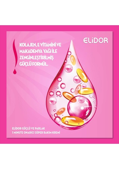Elidor 1 Minute Onarıcı Süper Saç Bakım Kremi Güçlü Ve Parlak 170 Ml