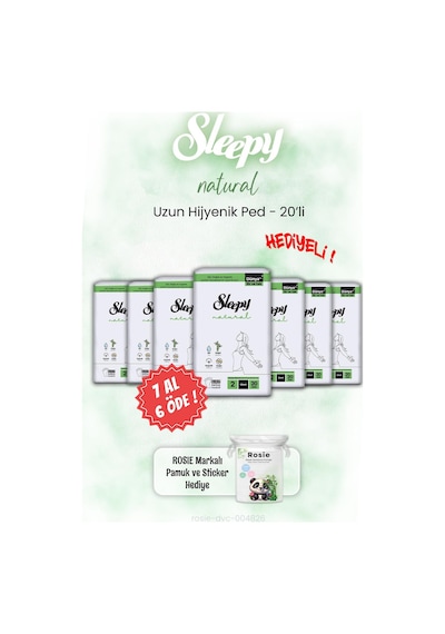 7 Al 6 Öde Sleepy Natural Hijyenik Ped Uzun 20'li Ve Rosıe