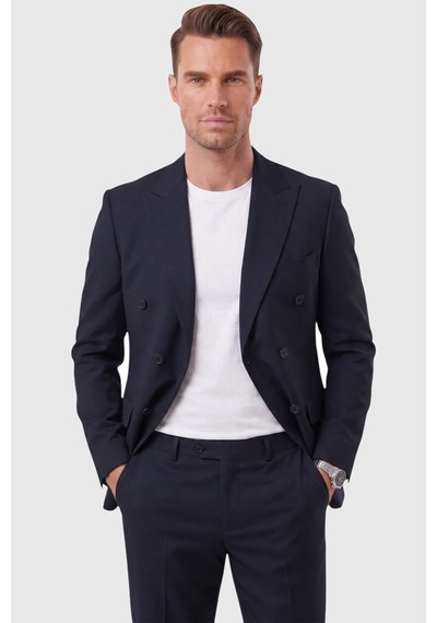Deepsea Erkek Slim Fit Kruvaze Lacivert Takım Elbise Likralı Spor Şık Business 2702414