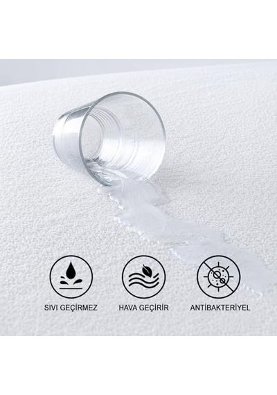Formeya%100 Pamuk Fitted Su Sıvı Geçirmez Yatak Koruyucu Alez Çarşaf 90 X 190 Açık Indigo