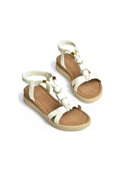 Fox Shoes Y274801509 Beyaz Boncuklu Kadın Sandalet