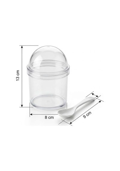 Şeffaf Kapaklı 4 Lü Baharatlık Seti + Kaşık 13 Cm Yükseklik, 8 Cm Genişlik Çok Amaçlı Baharat Ve Gıda Saklama Kutusu Çok Renkli