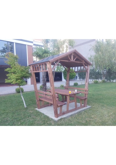 Ahşap Bahçe Kamelyası Pergola P7 Maun