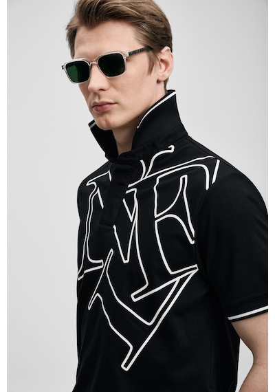 Lufian Parker Erkek Polo Yaka T-shirt 111040246 Siyah