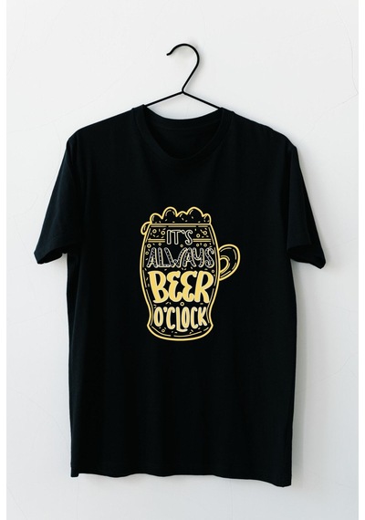 Mor Mürekkep Its Always Beer Oclock Baskılı Siyah Erkek Tişört