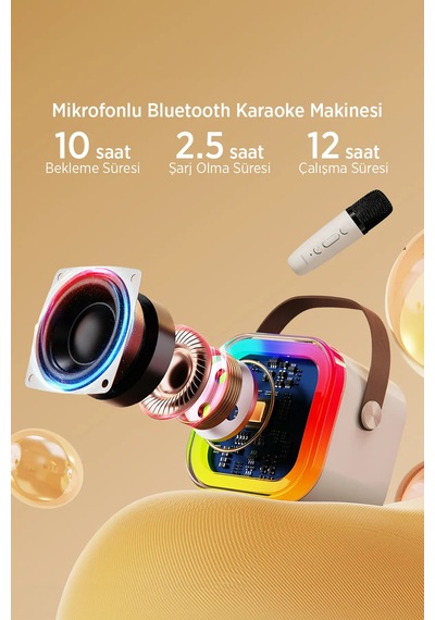 Mini Taşınabilir Karaoke Hoparlör Seti - Kablosuz Mikrofonlu