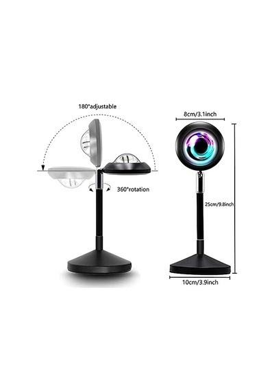 Gün Batımı Projektörü Rgb 16 Renk Ufo Projeksiyon Usb Masa Lambası Çok Renkli