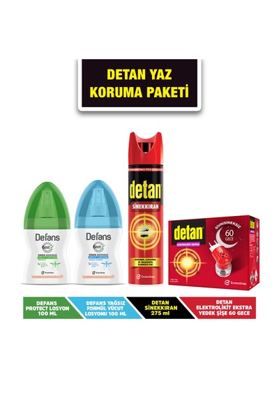 Defans Protect Losyon + Defans Yağsız Losyon  + Detan Sinekkıran + Detan Elektrolik Likit + Yedek Şişe
