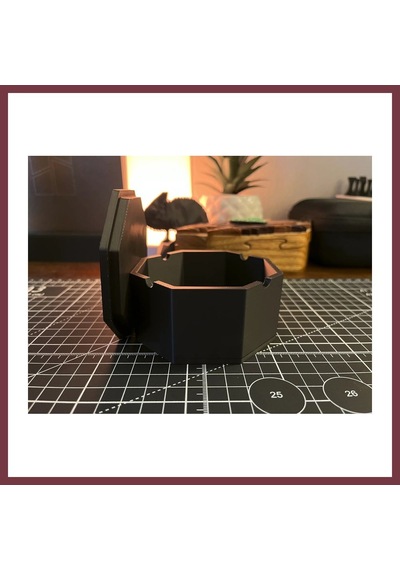 Storeşahin 3d Baskı Sekizgen Kapaklı Küllük Menteşeli Rüzgar Ve Koku Önleyici Dekoratif Sigara Küllüğü Siyah Shn0720