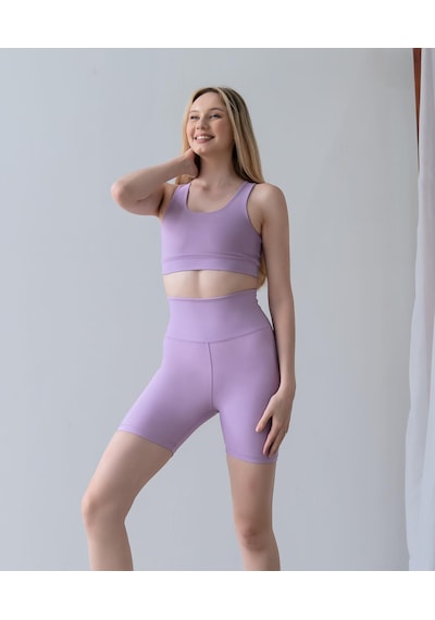 Lismina Lila Arkası Büzgülü Scrunch Butt Midi Şort Tayt Lila