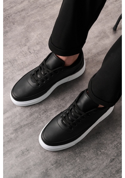 Siyah Beyaz Günlük Erkek Sneaker Ayakkabı -182 Siyah - Beyaz