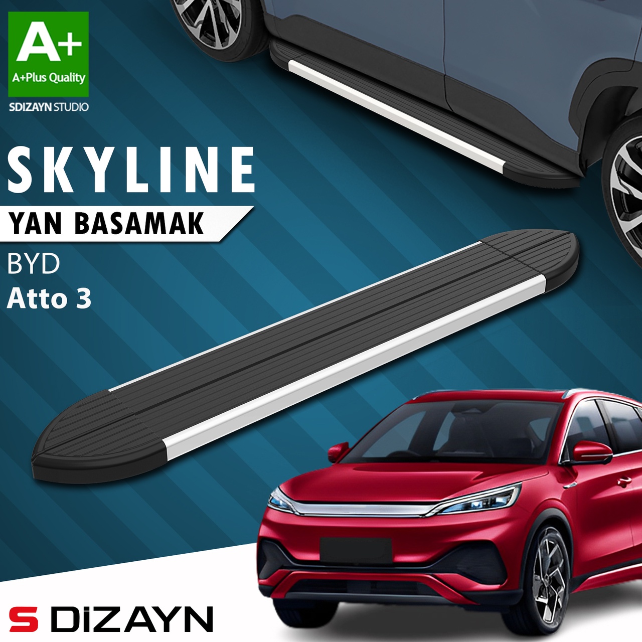 S-dizayn Byd Atto 3 Skyline Aluminyum Yan Basamak 193 Cm 2022 Üzeri A+ Kalite