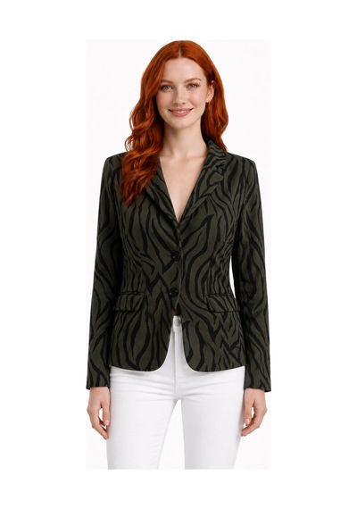 Neden Tekstil Kadın Siyah Desenli Regular Fit Blazer Ceket