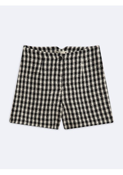 LTB Slim Fit Kare Desenli Mini Siyah Şort