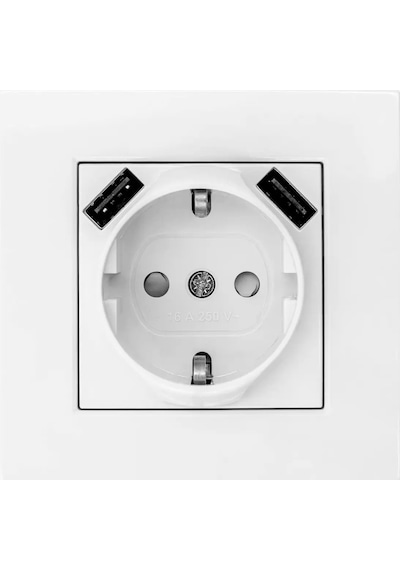 Viko Karre-meridian 90970x92 Topraklı 2 Usb Li 5v-2a Çocuk Korumalı Priz Beyaz Komple Viko