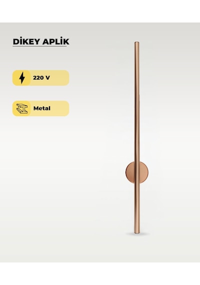 12w Rose Gold Renk Dikey Aplik - Gün Işığı